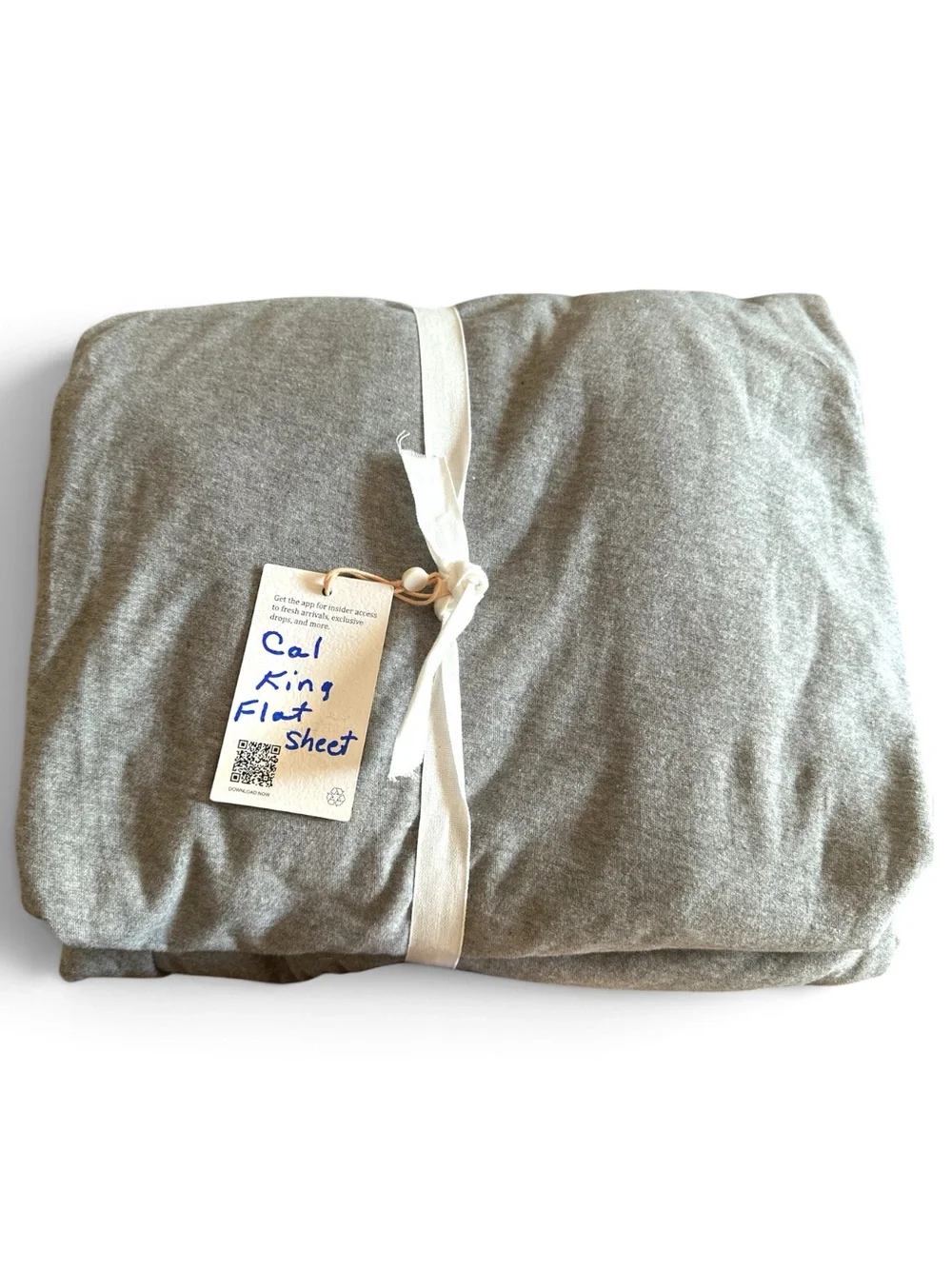 NWT Quince eSoft Gray Home Bedding - Premium Cotton Flat Sheet Cal King